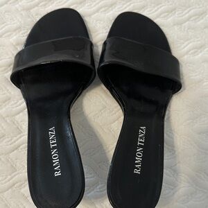 Ramon Tenza Glossy Black Slide Sandals